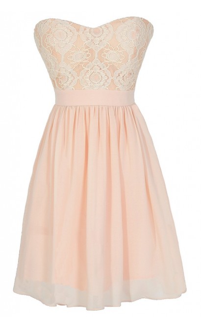 Making Memories Chiffon and Lace Designer Dress in Peach